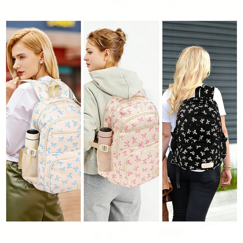 Quilted Corduroy Student Backpack Set with Pencil Case and Insulated Bag - Image 3
