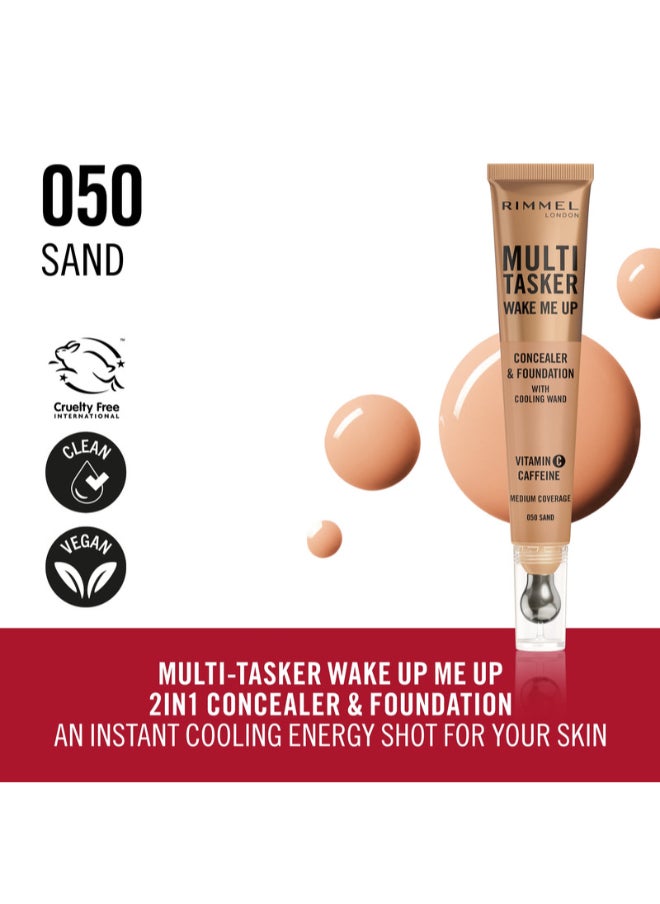RIMMEL LONDON Multi-Tasker Wake Me Up Concealer & Foundation - 50 - Sand, 20ml  - Image 2