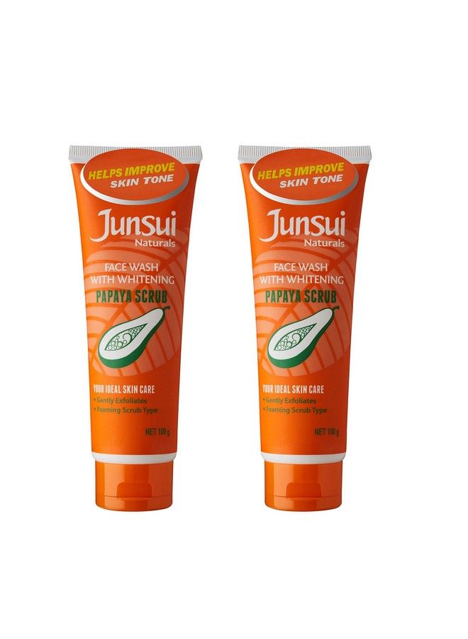 Junsui غسول الوجه الطبيعي مقشر البابايا 100 جرام؛ معزز بمستخلصات البابايا وفول البطاطا؛ يقشر بلطف ويتكون من رغوة؛ غسول وجه لتفتيح البشرة للفتيات والنساء للاستخدام اليومي؛ عبوة من قطعتين - Image 2
