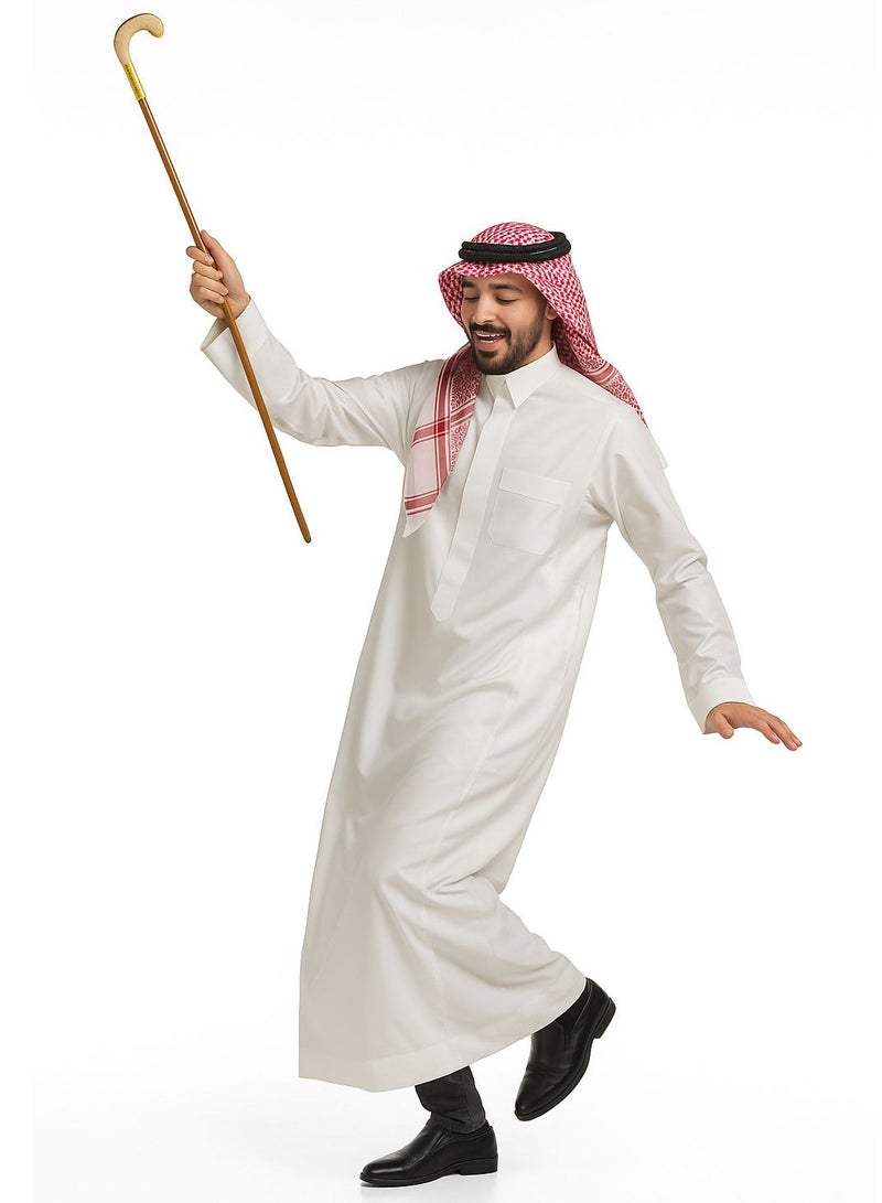 ماركة غير محددة طقم عصا خيزران تراثية مكوّن من قطعتين بخيوط مزخرفة، بتصميم عربي خفيف الوزن مثالي للمناسبات والحفلات الوطنية.  - Image 4