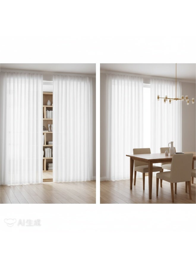 Bluejw 180*180 cm Vertical Stripes White Gauze Curtains Living Room Pervious To Light Window Screen - Image 2