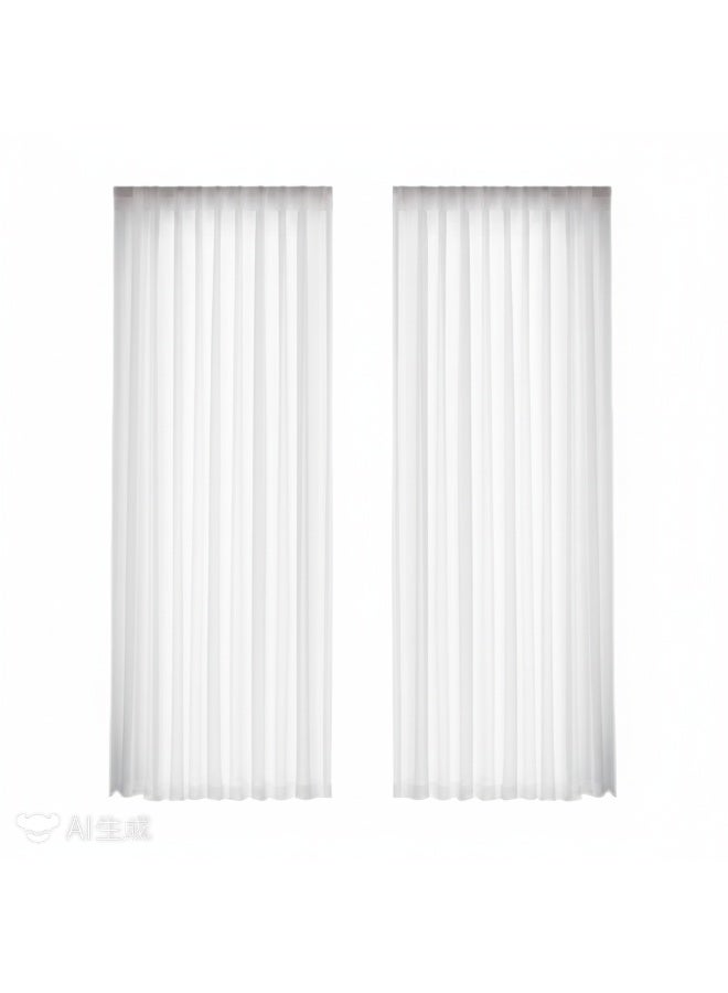 الأزرق جي دبليو ستائر شاش بيضاء بخطوط عمودية مقاس 180*180 سم لغرفة المعيشة تسمح بمرور الضوء وشاشة نافذة - Image 5