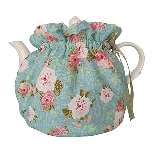 Yangshine Vintage Floral Tea Cozy Cotton Dust Proof Insulated Decorative Teapot Cover for Home Kitchen Table Color 2 - Image 1