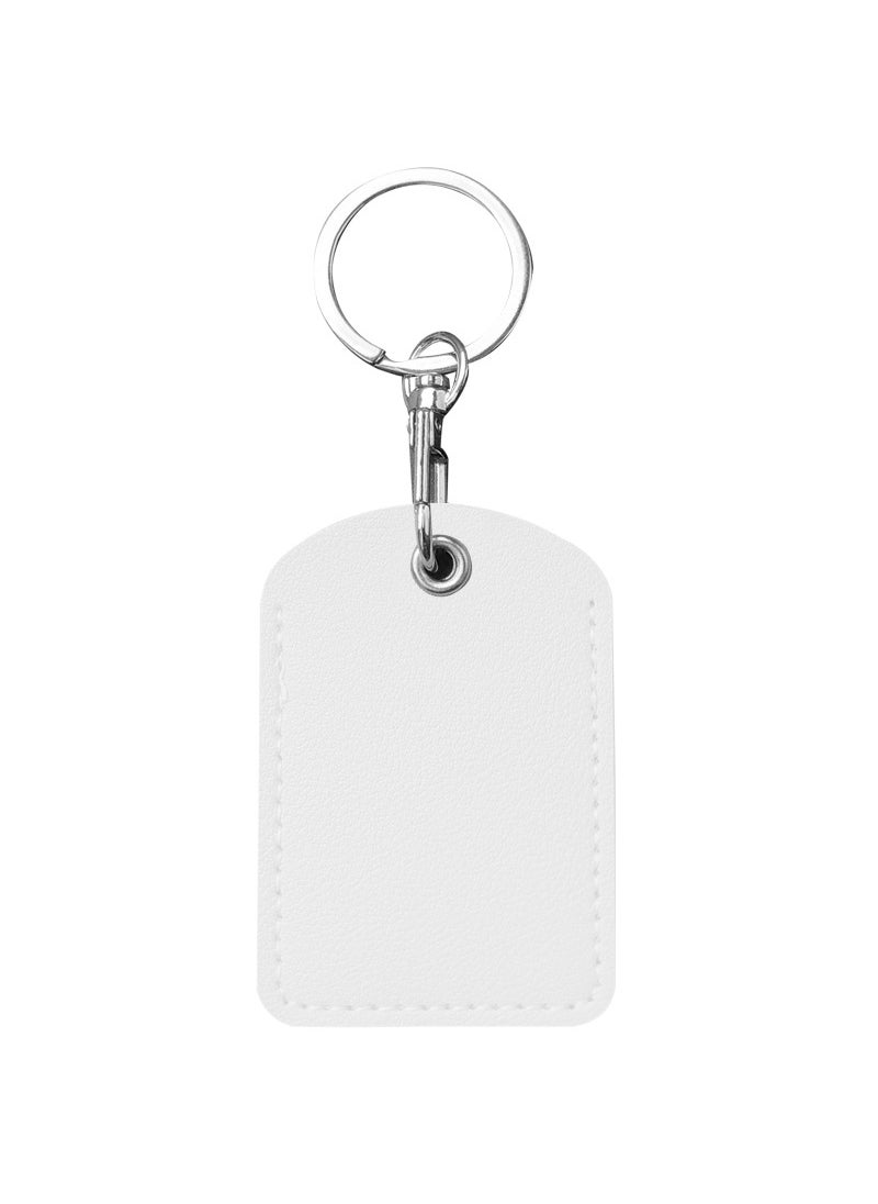 Generic PU Leather Drop Keychain Card Holder White rectangle 