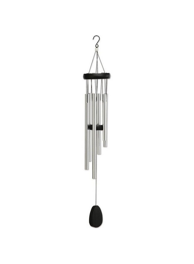 Sunset Vista Designs Soothing Tranquility Metal and Wood Wind Chime Silver and Black 25 Inch 92688 - Image 1