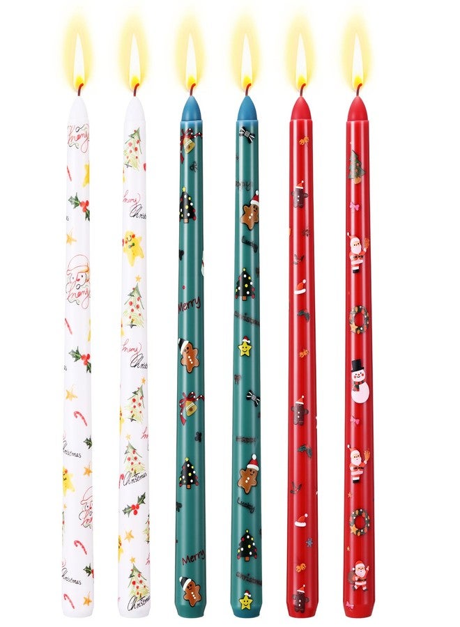 Conelist 6 Pcs Christmas Taper Candles 10 Inch Christmas Long Candlesticks 3 Color for Winter Holidays Dinner Table Xmas Decorations Centerpieces - Image 1