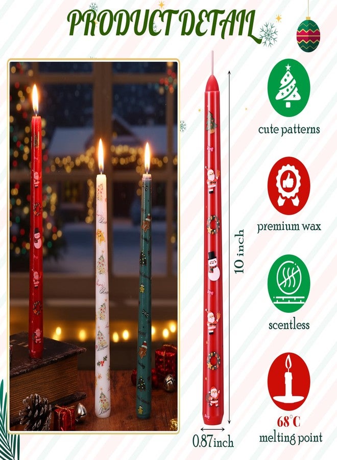 Conelist 6 Pcs Christmas Taper Candles 10 Inch Christmas Long Candlesticks 3 Color for Winter Holidays Dinner Table Xmas Decorations Centerpieces - Image 2