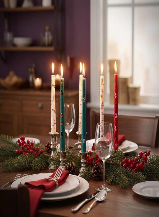 Conelist 6 Pcs Christmas Taper Candles 10 Inch Christmas Long Candlesticks 3 Color for Winter Holidays Dinner Table Xmas Decorations Centerpieces - Image 5
