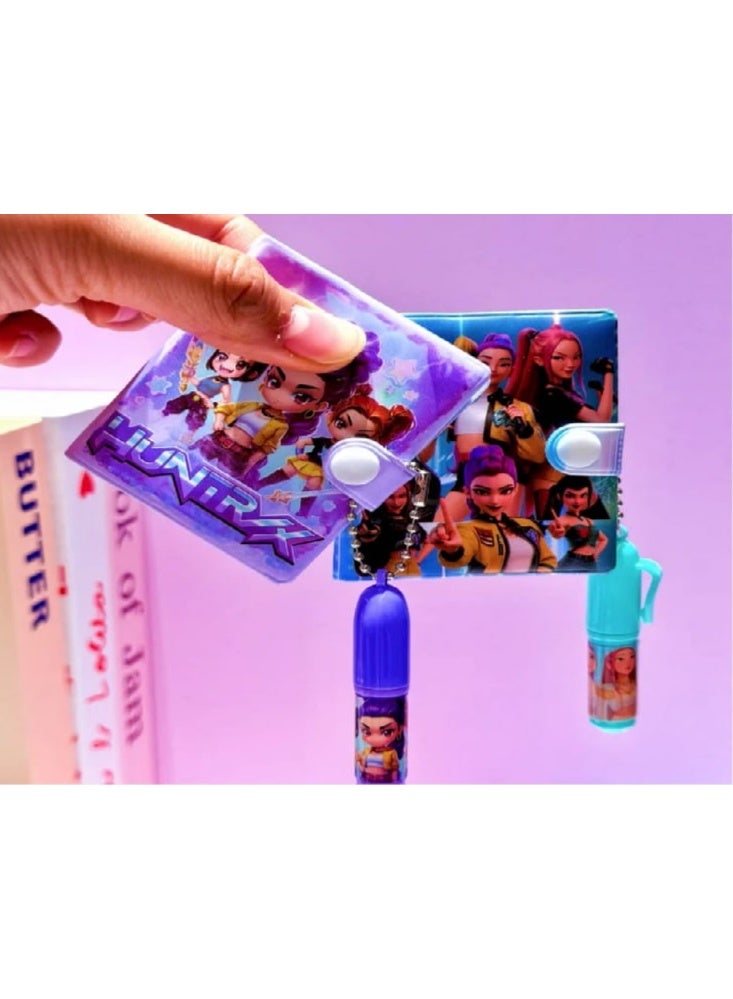 KPOP Huntrix Mini Notebook Set with Pens – 4 Pack Cute Mira Rumi Zoey Kpop Stationery Set | Pocket Size Notebooks for Girls, Kids & Teens | School Supplies, Gift Set, Travel Journal Kit - Image 4