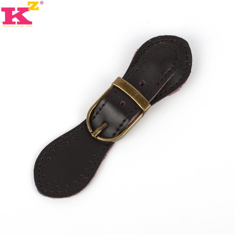 Cross-border in stock hot sale ins genuine leather magnetic buckle bag handmade DIY bag accessories multi-color threading leather buckle Deep coffee 