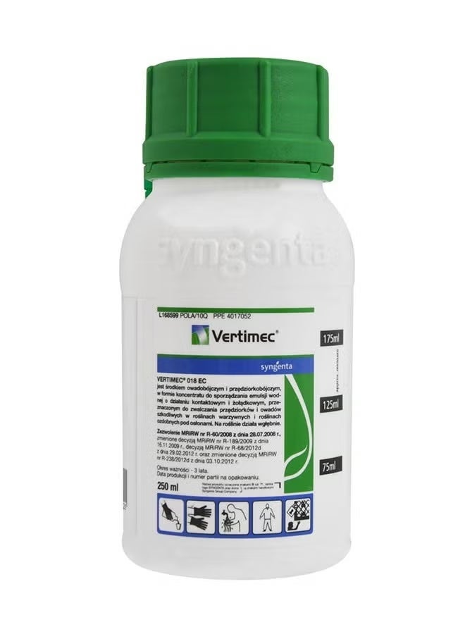SYN Vertimec Abamectin 1.8 EC Acaricide Insecticide 250 ml It is Specially Formulated to Control a Wide Range of Mites and Insect Pests on Various Crops Ensuring Healthy Plant Growth and Maximizing Yield Potential. - Image 1