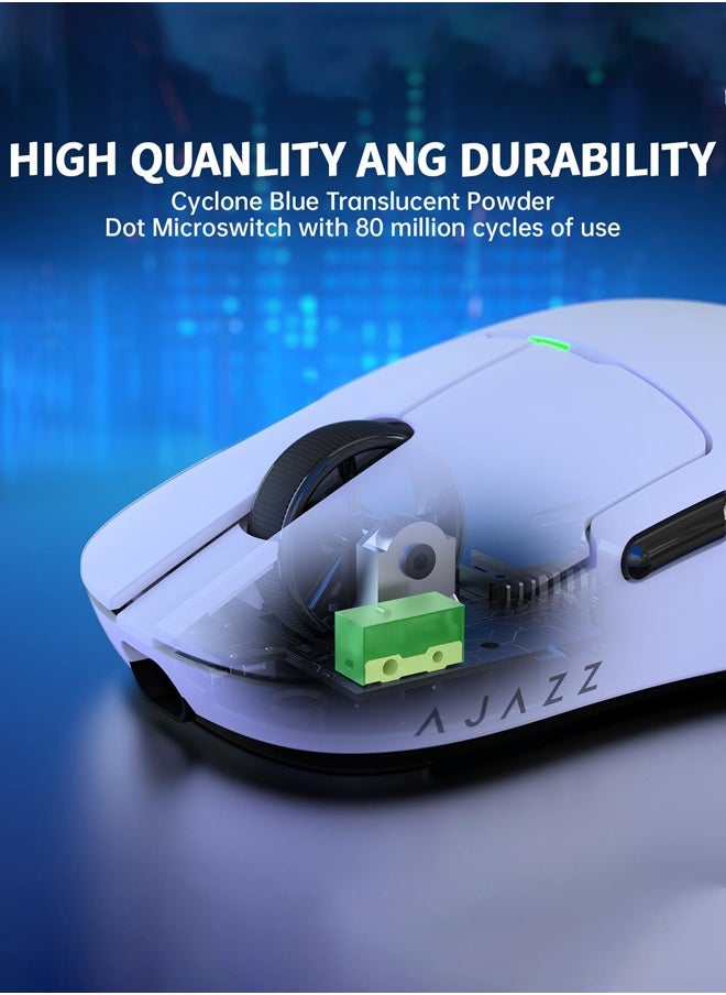 Ajazz - AJ159 Pro Gaming Mouse,2.4Ghz/Wired/Wireless Mice with Magnetic Charging Dock, Ultra-Light 56g, Pixart PAW3395 Sensor, 26000 DPI,  6 Programmable Buttons, 200Hrs Battery, for PC/MAC,white - Image 1