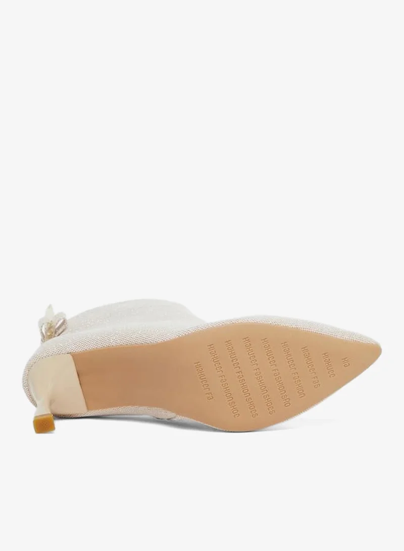 Take Two  Solid Textured Bow Detail Ankle Boots for Women | Best Price UAE