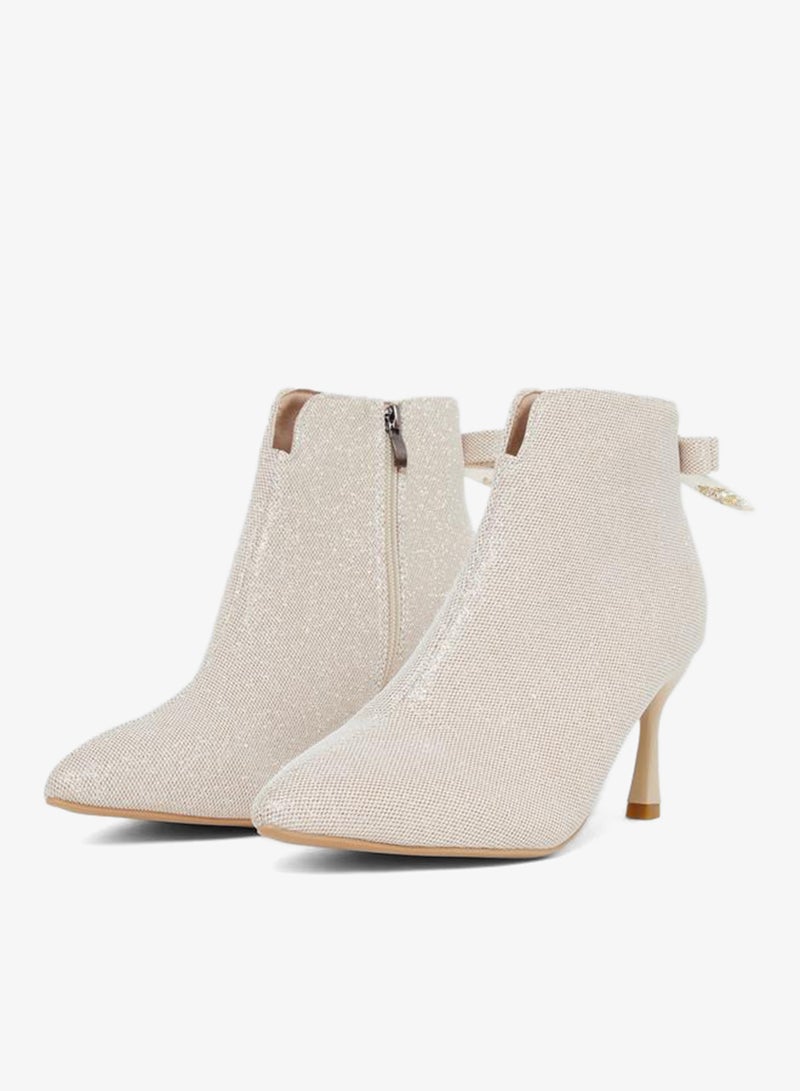 Take Two Solid Textured Bow Detail Ankle Boots - Image 2