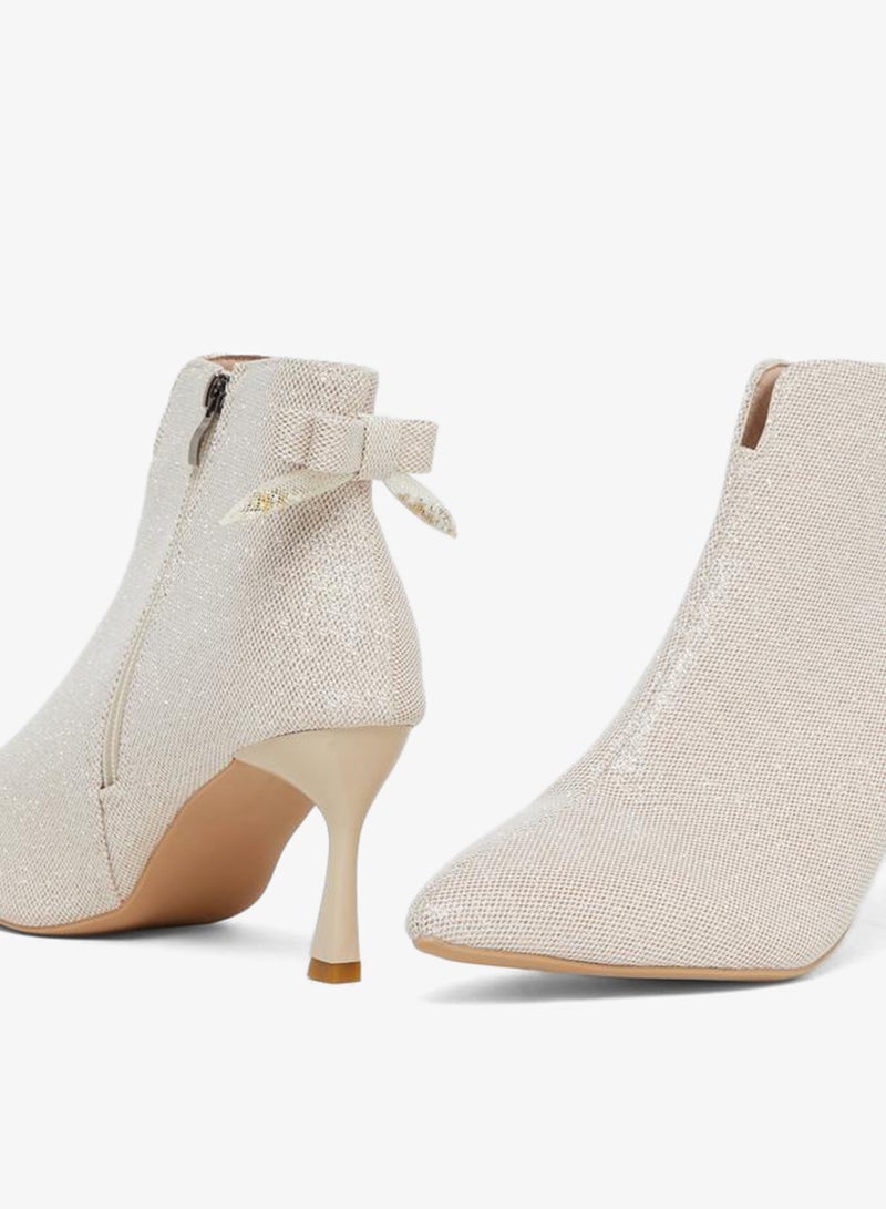 Take Two Solid Textured Bow Detail Ankle Boots - Image 3