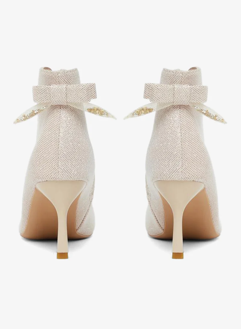 Take Two  Solid Textured Bow Detail Ankle Boots for Women | Best Price UAE