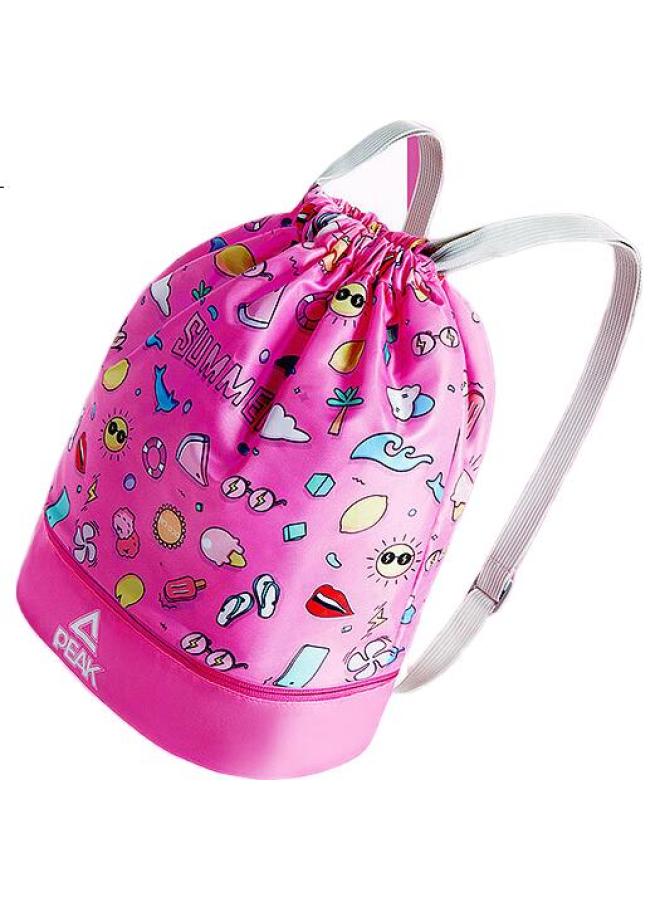 Peak Children'S Dry-Wet Separation Swim Bag, Waterproof Beach Portable Large Capacity Storage Bag, Drawstring Backpack Ys41102 Pink - Image 1