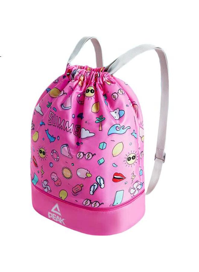 Peak Children'S Dry-Wet Separation Swim Bag, Waterproof Beach Portable Large Capacity Storage Bag, Drawstring Backpack Ys41102 Pink - Image 3