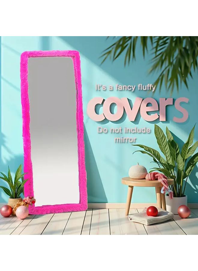 Brown Plush Floor Mirror Cover Soft Anti Slip Sleeve For Living Room Bedroom 64x21 Inches - Image 1