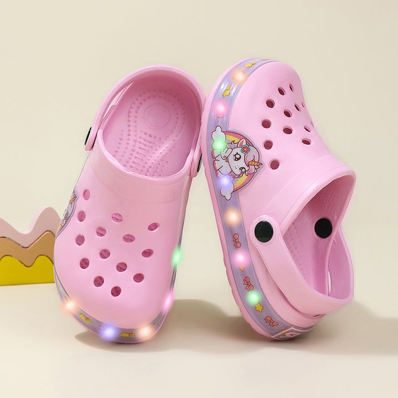 Children Led Hole Shoes Men And Women Toe Hole Shoes Cartoon Luminous Children Hole Shoes Sandals Slippers - Image 3