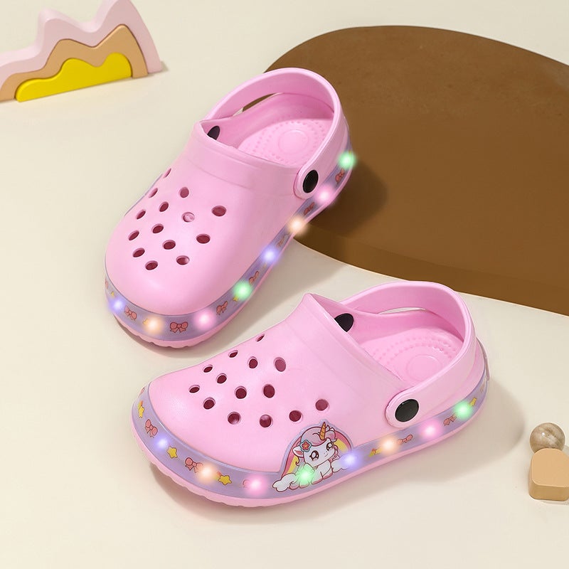 Children Led Hole Shoes Men And Women Toe Hole Shoes Cartoon Luminous Children Hole Shoes Sandals Slippers - Image 2