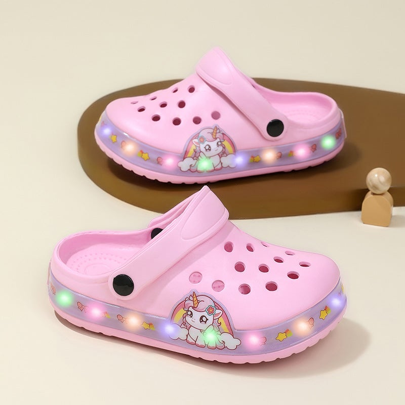Children Led Hole Shoes Men And Women Toe Hole Shoes Cartoon Luminous Children Hole Shoes Sandals Slippers - Image 5