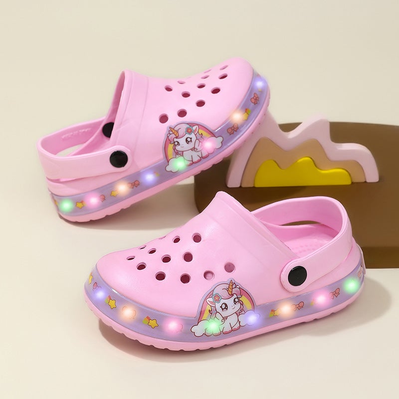Children Led Hole Shoes Men And Women Toe Hole Shoes Cartoon Luminous Children Hole Shoes Sandals Slippers - Image 4