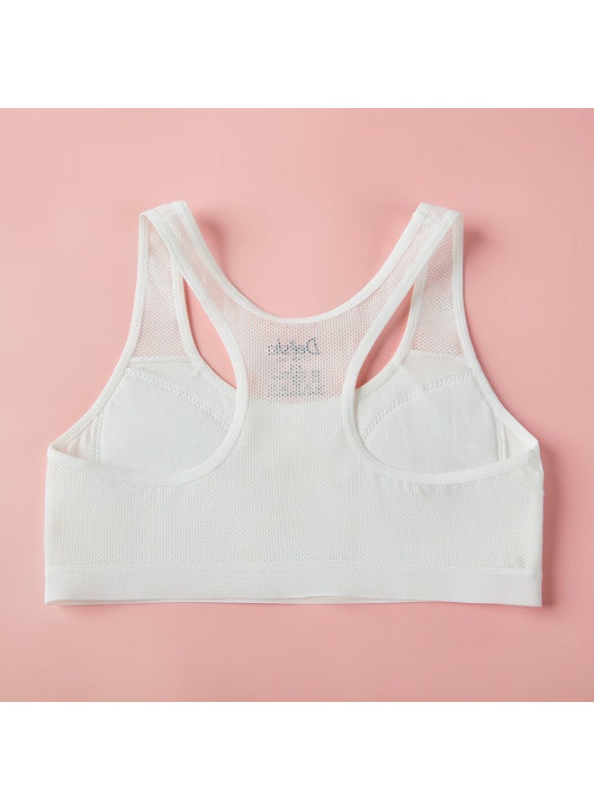 Deesha Girls' Breathable Thin Cotton Bra Set For Growth Stage Ages 6-12 (2 Pieces)
