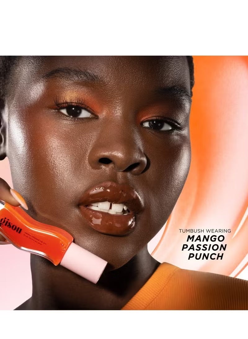 Gisou Honey Infused Hydrating Lip Oil, Nourishing Lip Moisturizer for Dry Lips, High Shine, Smooth Finish, Sheer Hot Coral Shade, Tropical Mango Passion Fruit Scent, Mango Passion Punch, 8ml - Image 4
