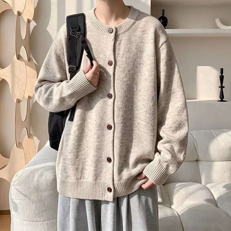 Cardigan Apricot Men's Korean-style Premium Grey Sweater Autumn/winter Relaxed Loose Casual Versatile Knit Jacket