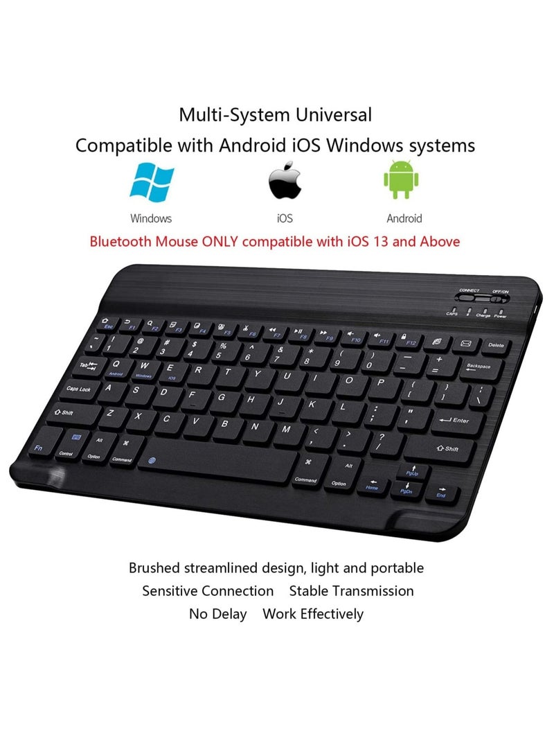 Ultra-Slim Bluetooth Keyboard and Mouse Combo Rechargeable Portable Wireless Keyboard Mouse Set for Apple iPad iPhone iOS 13 and Above Samsung Tablet Phone Smartphone Android Windows (Black) - Image 2