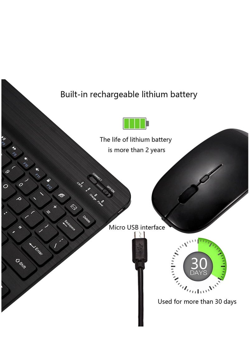 Ultra-Slim Bluetooth Keyboard and Mouse Combo Rechargeable Portable Wireless Keyboard Mouse Set for Apple iPad iPhone iOS 13 and Above Samsung Tablet Phone Smartphone Android Windows (Black) - Image 4