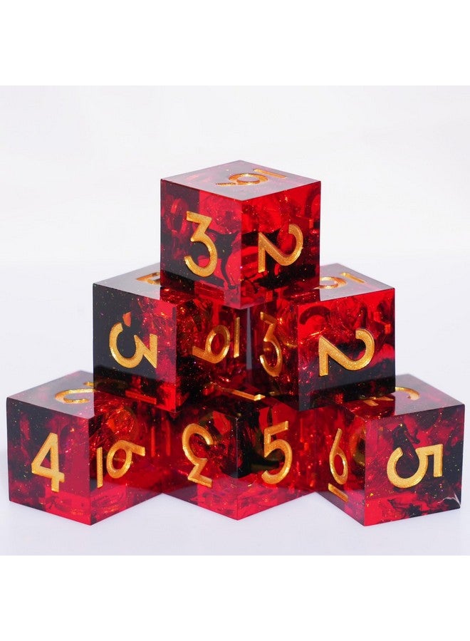Generic 6PCS 16mm D6 Resin dice Set Dice for DND Dungeons and Dragons Role Playing Game (Red)  - Image 1