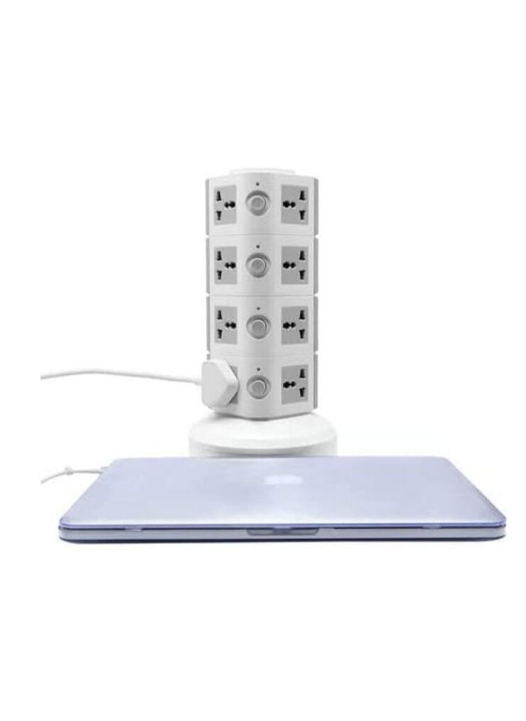 Ntech NTECH 220V Universal Vertical Multi Socket Tower Extension Electrical Outlet Lead with USB Ports 3M Cord and UK-Plug Power Strip (Gray)  - Image 3
