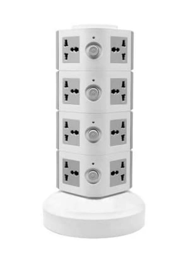 Ntech NTECH 220V Universal Vertical Multi Socket Tower Extension Electrical Outlet Lead with USB Ports 3M Cord and UK-Plug Power Strip (Gray)  - Image 1