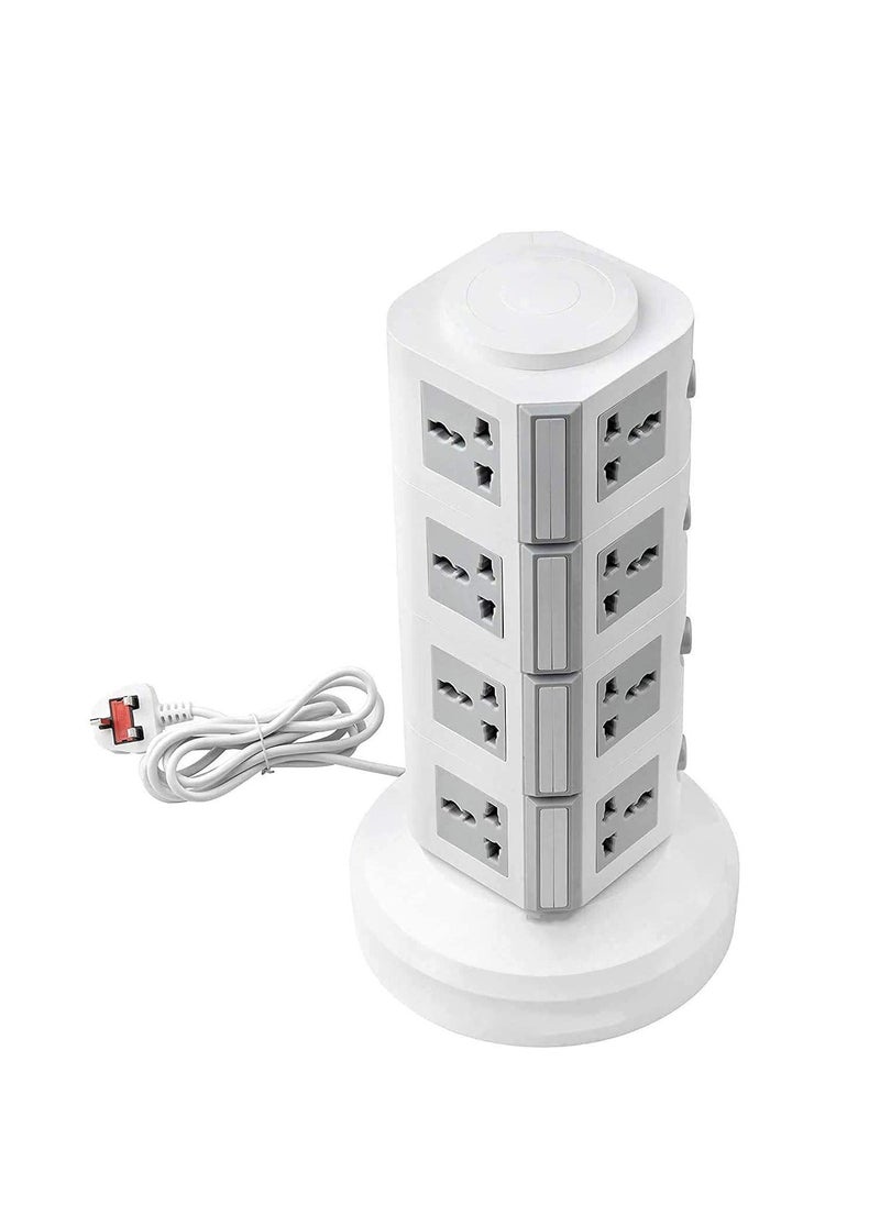 Ntech NTECH 220V Universal Vertical Multi Socket Tower Extension Electrical Outlet Lead with USB Ports 3M Cord and UK-Plug Power Strip (Gray)  - Image 2