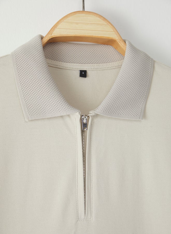 trendyol Stone Regular/Normal Cut Zippered 100% Cotton Polo Neck - Image 5