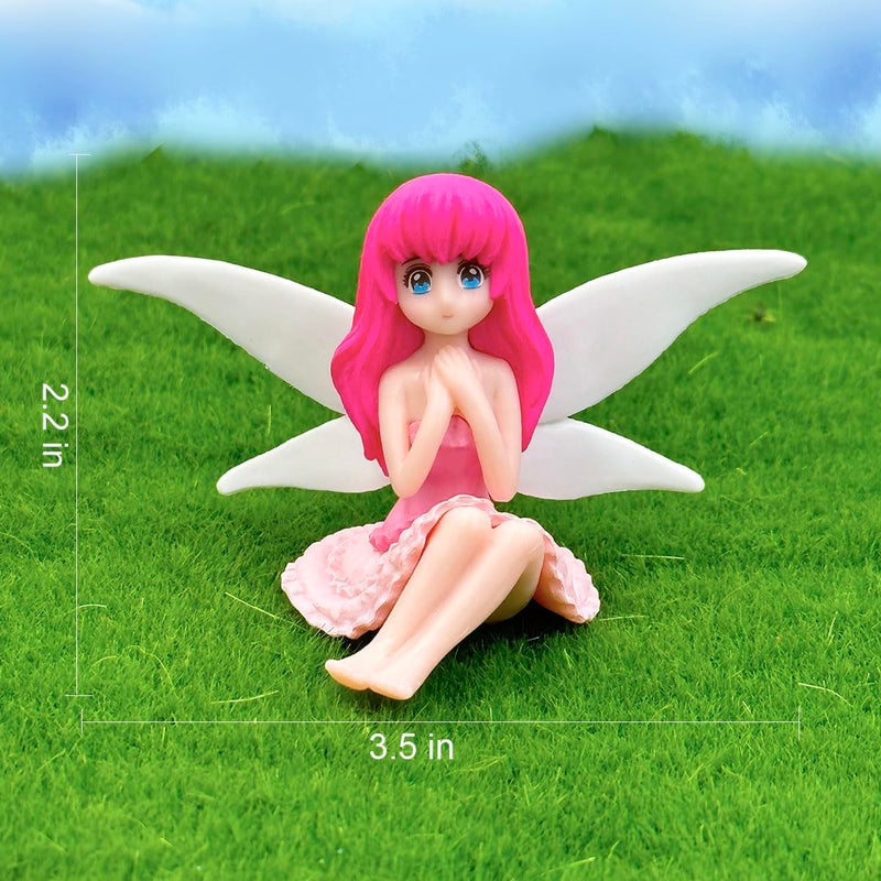 Suartus Miniature Fairy Figurines - 4Pcs Small Flower Fairies Ornaments Resin Mini Fairy Figurines Tiny Elf for DIY Fairy Garden Flower Pot Bonsai Micro Landscapes Craft Decoration Accessories - Image 4