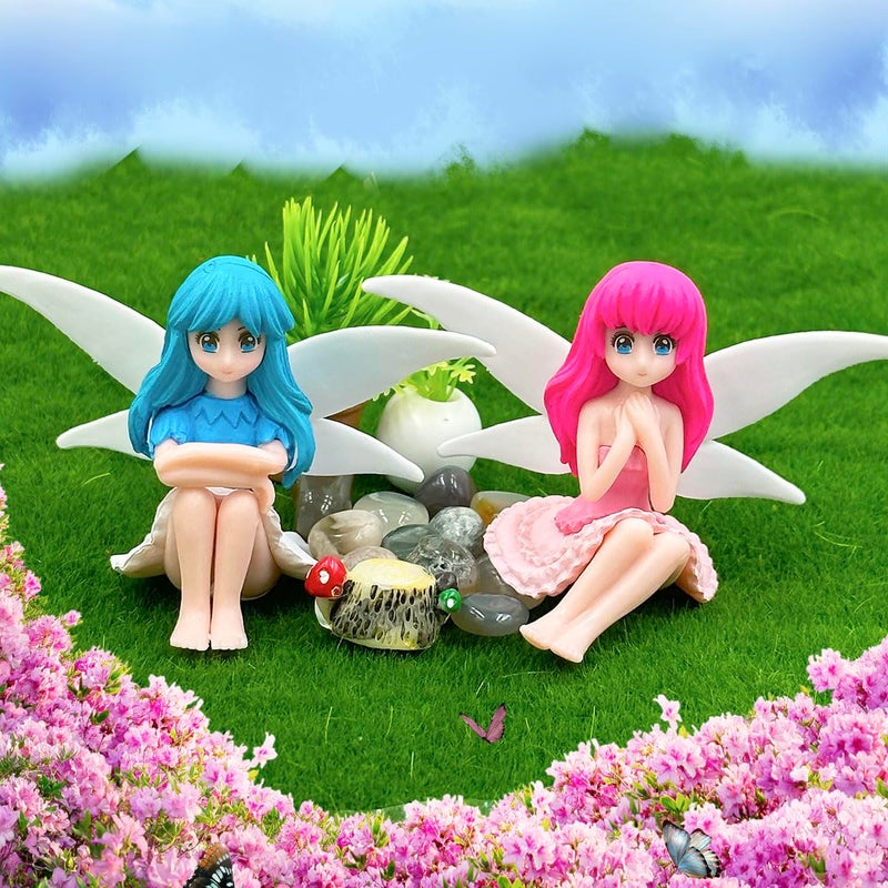 Suartus Miniature Fairy Figurines - 4Pcs Small Flower Fairies Ornaments Resin Mini Fairy Figurines Tiny Elf for DIY Fairy Garden Flower Pot Bonsai Micro Landscapes Craft Decoration Accessories - Image 2