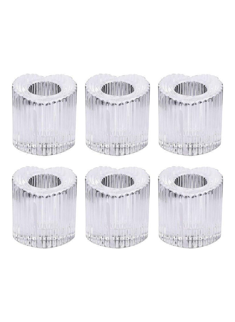 Generic - Candlestick Holders Heart Shaped Taper Candle Holders Made of Clear Crystal Glass Perfect Party and Wedding Table Centrepiece Decor - Image 1