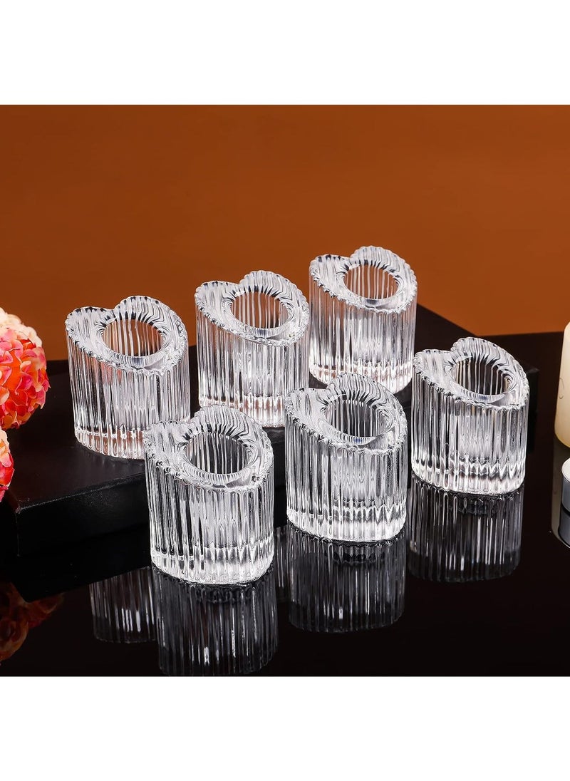 Generic - Candlestick Holders Heart Shaped Taper Candle Holders Made of Clear Crystal Glass Perfect Party and Wedding Table Centrepiece Decor - Image 1