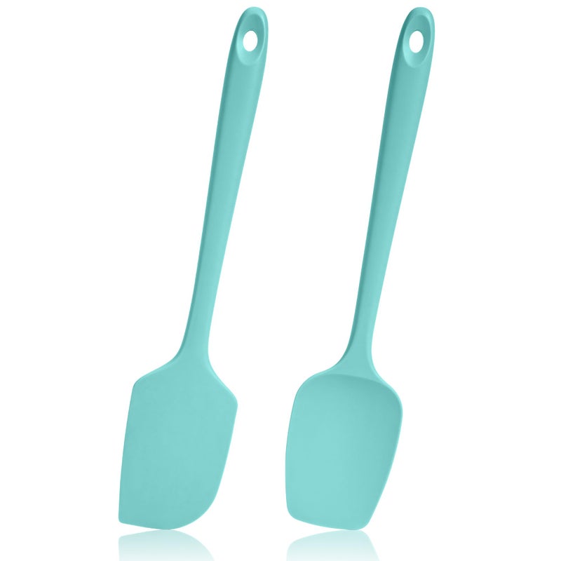 Lilybeam 600F Heat Resistant Spatulas High Heat Food Safe Semless Kitchen Silicone Scraper Set for Cooking Baking Mixing Scraping Stirring Nonstick Cookware Pan Bowl 2PcsAqua Sky - Image 2