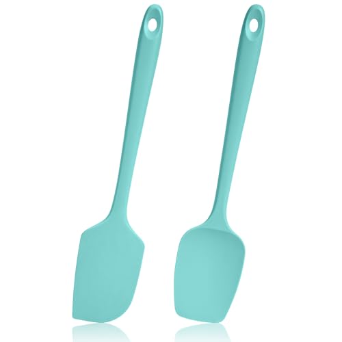 Lilybeam 600F Heat Resistant Spatulas High Heat Food Safe Semless Kitchen Silicone Scraper Set for Cooking Baking Mixing Scraping Stirring Nonstick Cookware Pan Bowl 2PcsAqua Sky - Image 1