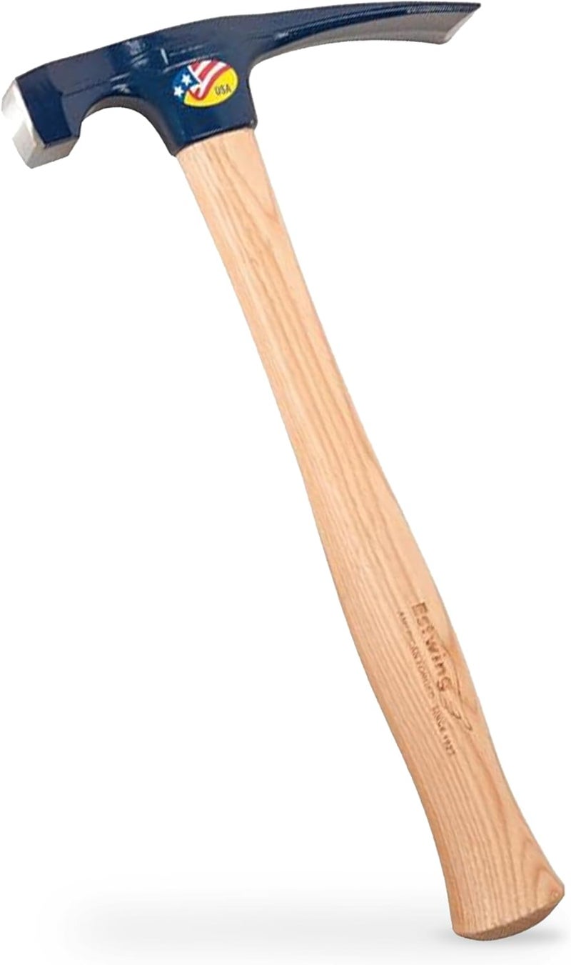 Estwing Bricklayer's/Mason's Hammer - 21 oz Masonry Tool for Forged Steel Head & Long Hickory Wood Handle - EW6-21BLL - Image 1