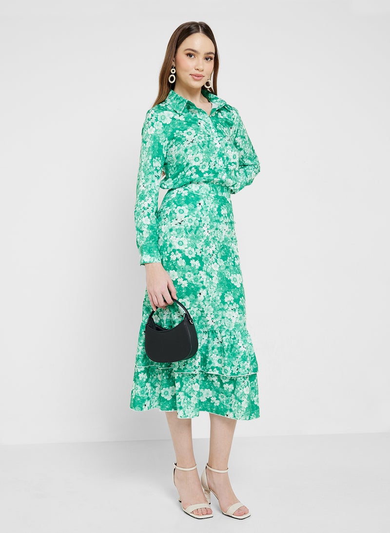 ELLA Printed Shirt & Skirt Set - Image 1