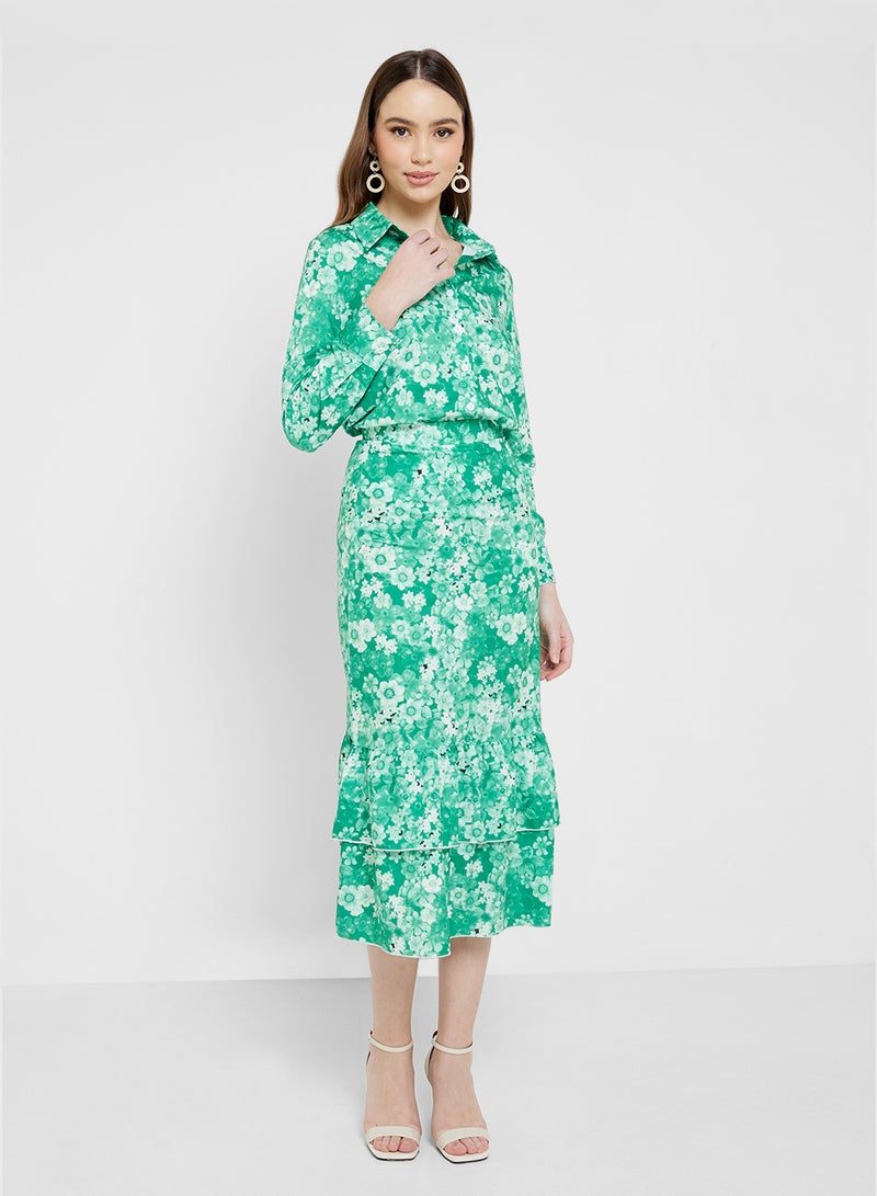 ELLA Printed Shirt & Skirt Set - Image 5