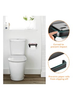 SYOSI Toilet Paper Holder with Shelf-Adhesive Toilet Paper Holder SUS 304 Stainless Steel, Toilet Paper Holder, Toilet Paper Roll Holder or Wall-Mount with Screws for Bathroom (Black)  - Image 4