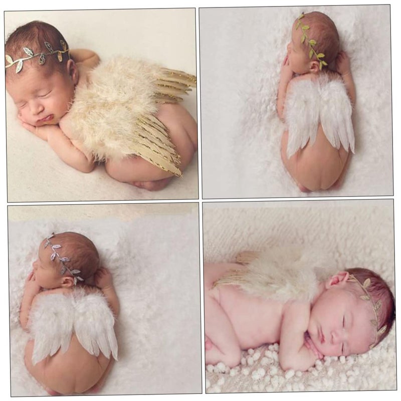White Newborn Photography Kit With Leaf Headband Shower Photo Props For Boys And Parents - Image 3
