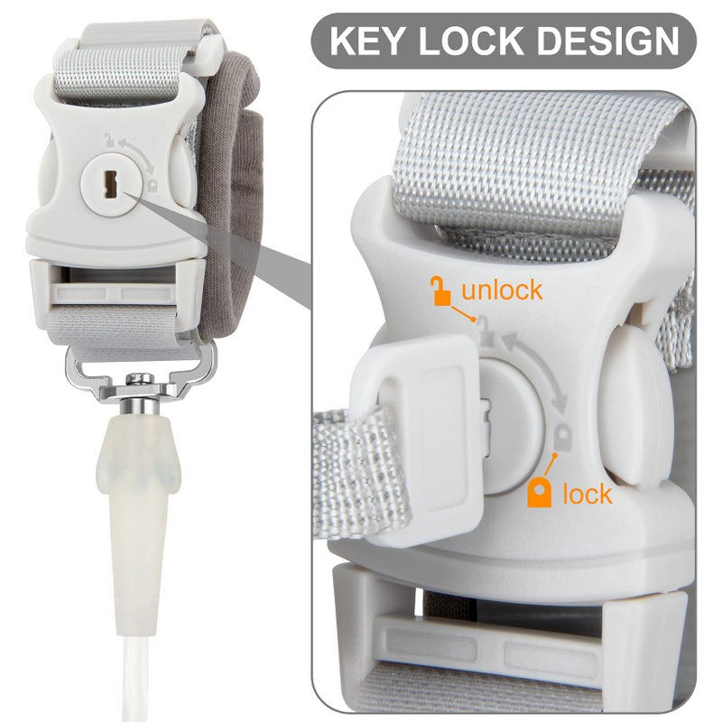 Blisstime Toddler Leash, Kid Leash Anti Lost Wrist Link with Key Lock Upgraded Baby Leash with Safety Wristband Rope for Babies Toddlers Child Kids (6.56ft/2m, Light Gray) - Image 2