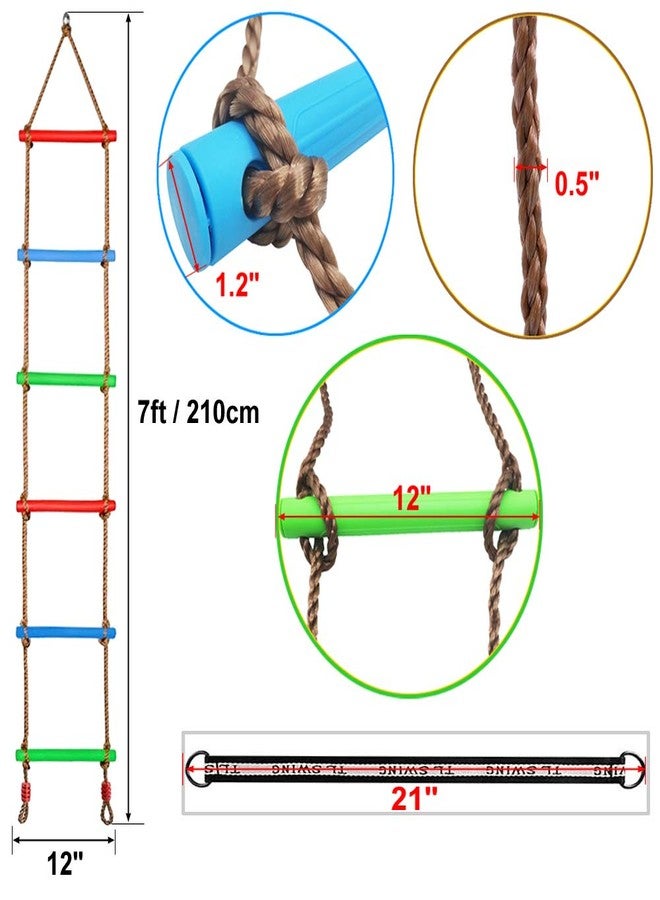 Xinlinke Climbing Rope Ladder Kids Tree Swing with Hanging Strap, Indoor and Outdoor Backyard Playground Play Swing Sets Climber Training Accessories Attachment - Image 2